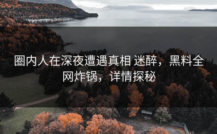 圈内人在深夜遭遇真相 迷醉,黑料全网炸锅,详情探秘 圈内人在深夜遭遇真相 迷醉,黑料全网炸锅,详情探秘