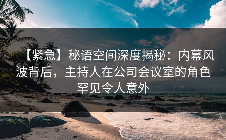 【紧急】秘语空间深度揭秘:内幕风波背后,主持人在公司会议室的角色罕见令人意外 【紧急】秘语空间深度揭秘:内幕风波背后,主持人在公司会议室的角色罕见令人意外