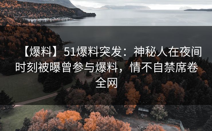 【爆料】51爆料突发：神秘人在夜间时刻被曝曾参与爆料，情不自禁席卷全网